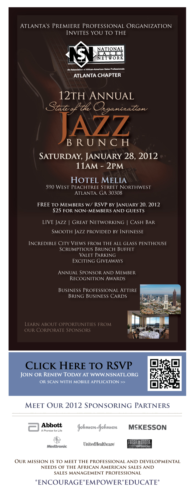 NSN Atlanta 12th Annual State of the Organization Jazz Brunch | Saturday, January 28, 2012 | Hotel Melia | Limited Tickets Available