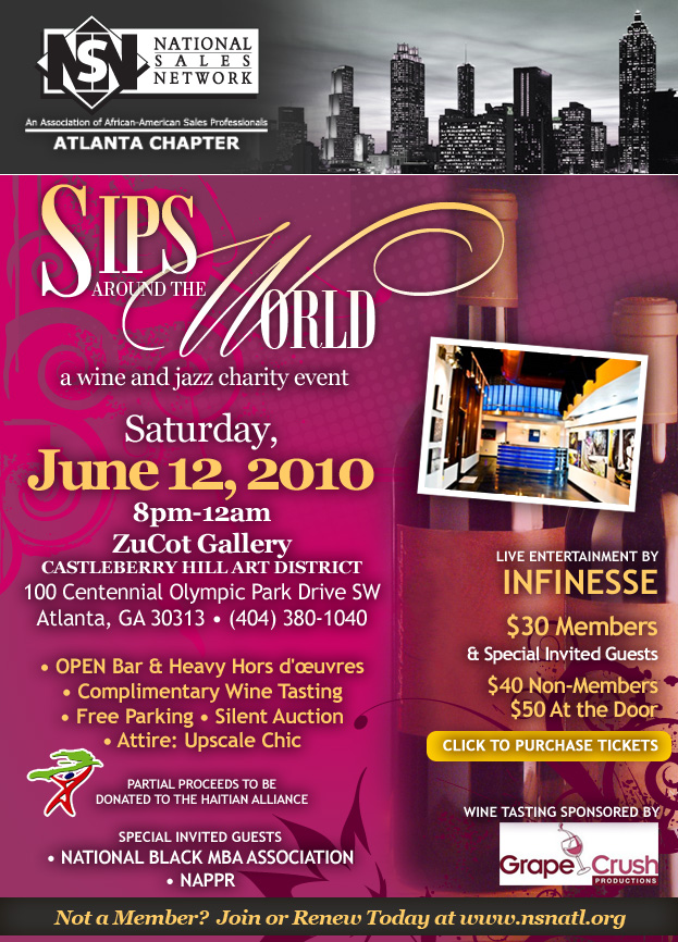 National Sales Network (NSN) Atlanta Sips Around the World Wine and Jazz Charity Event