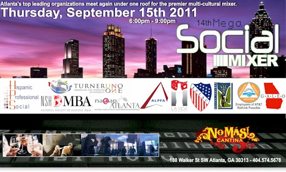 Hispanic Professional Social's 14th Mega Social Mixer Thursday, September 15, 2011 at No Mas Cantina