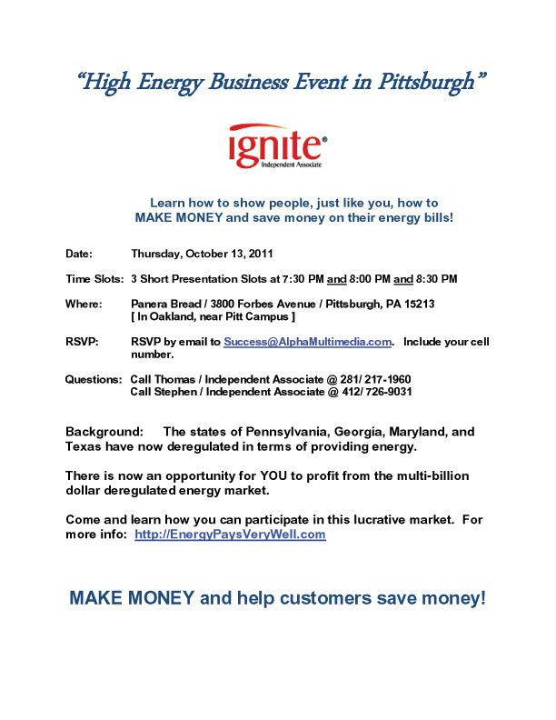 High Energy Business Event in Pittsburgh on 10/13/2011