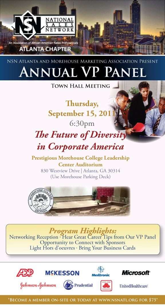 NSN Atlanta and Morehouse Marketing Association Annual VP Panel - The Future of Diversity in Corporate America, September 15, 2011 at Morehouse College