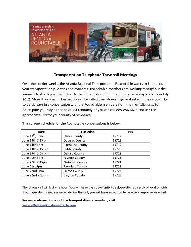 Georgia Transportation Investment Act - Metro Atlanta Regional Roundtable 2012 Tax Referendum