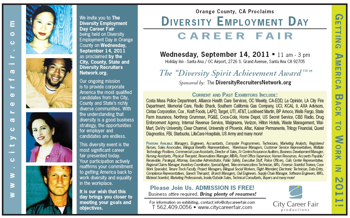 Orange County, California's Diversity Employment Day Career Fair - Holiday Inn, Santa Ana, CA - Wednesday, September 14, 2011